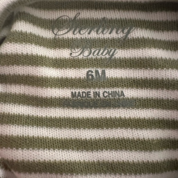 NWT Sterling Baby 2pc set 6 month Green Stripe Long Sleeve Top Fuzzy Pants - Picture 6 of 9